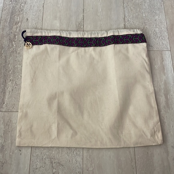 Tory Burch Drawstring Logo Dust Bag Designer Cream 14"x15" - Picture 4 of 4